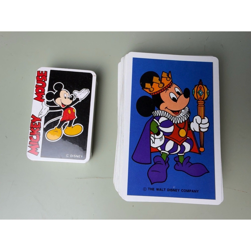 Vtg. Mickey Mouse Disney's Mini Playing Cards & King Mickey Regular Size Cards